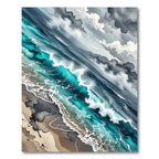 Ethereal Turquoise Ocean Wave Abstract Rug