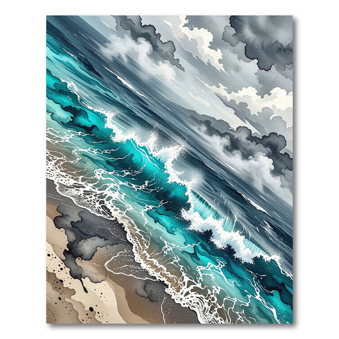 Ethereal Turquoise Ocean Wave Abstract Rug