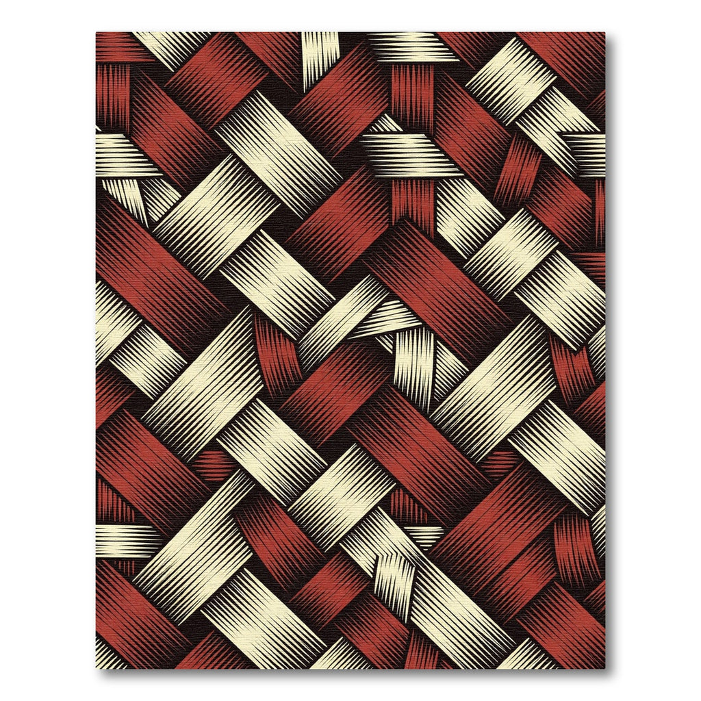 Woven Red Cream Interlocking Stripes Rug