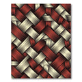 Woven Red Cream Interlocking Stripes Rug