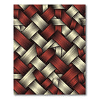 Woven Red Cream Interlocking Stripes Rug
