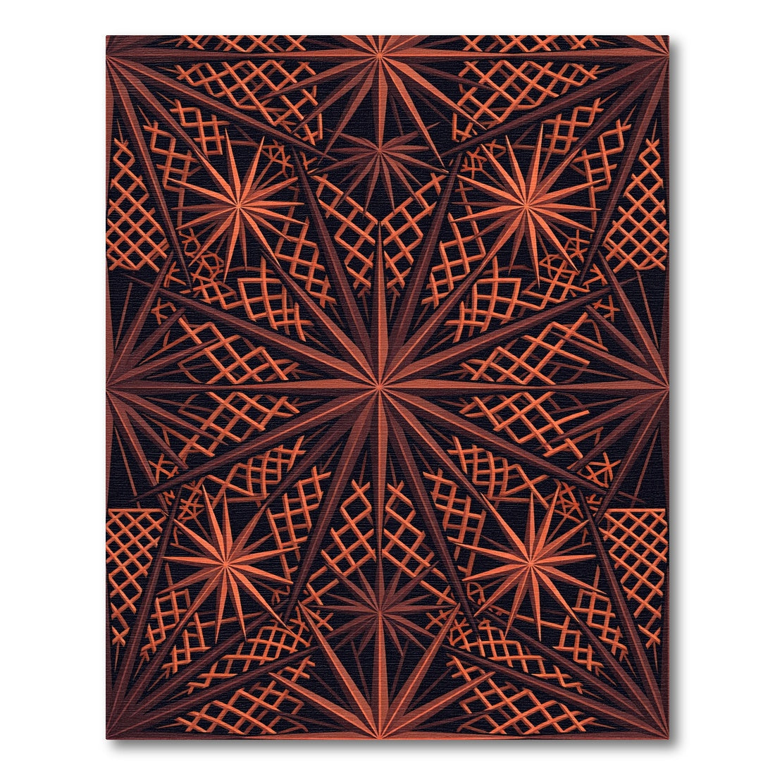 Geometric Copper Star Lattice Grid Rug