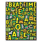 Vibrant Yellow Doodle Animals Alphabet Rug