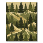 Earthy Pine Forest Mountain Landscape Rug