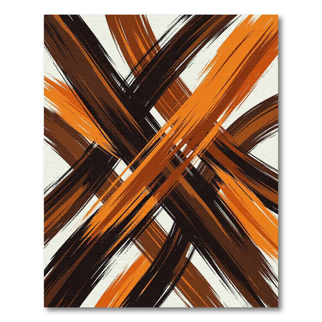 Abstract Brown and Orange Brushstroke Rug