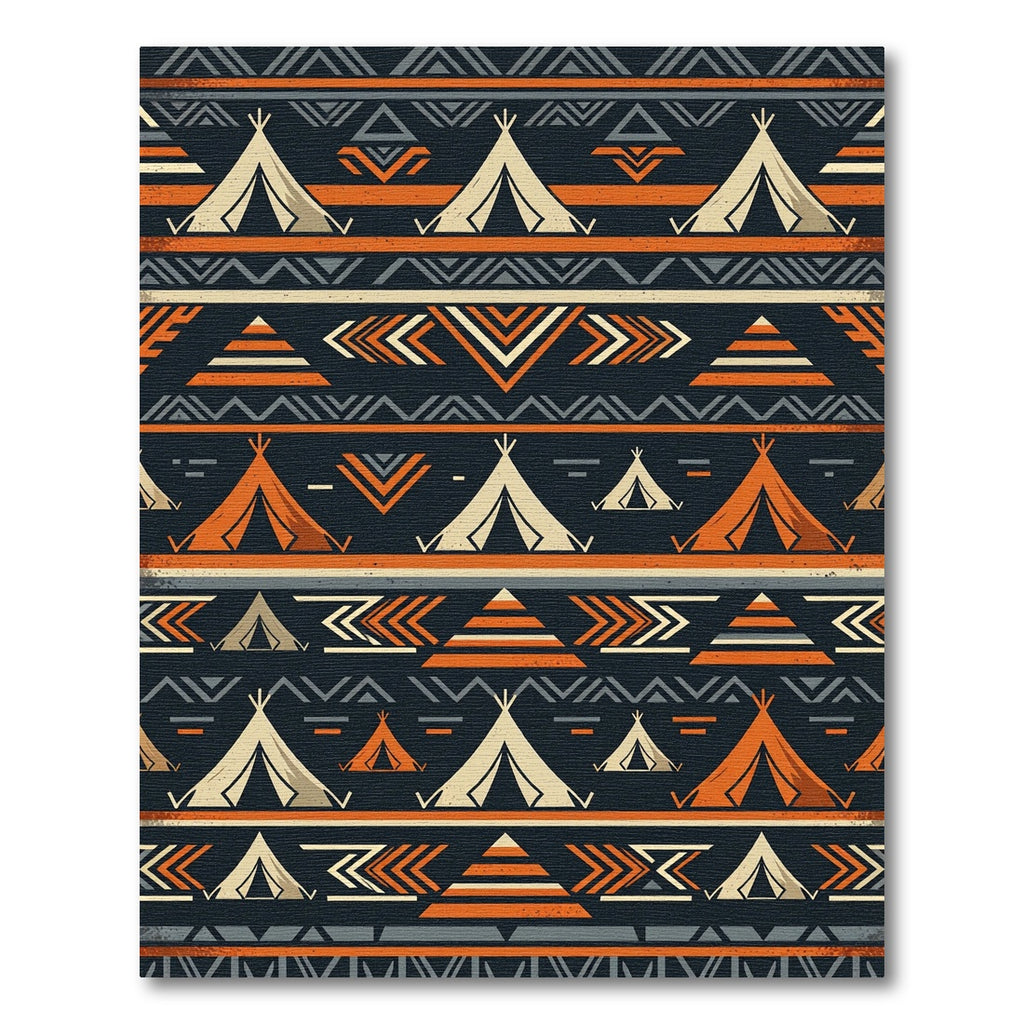 Burnt Orange and Charcoal Geometric Teepee Rug