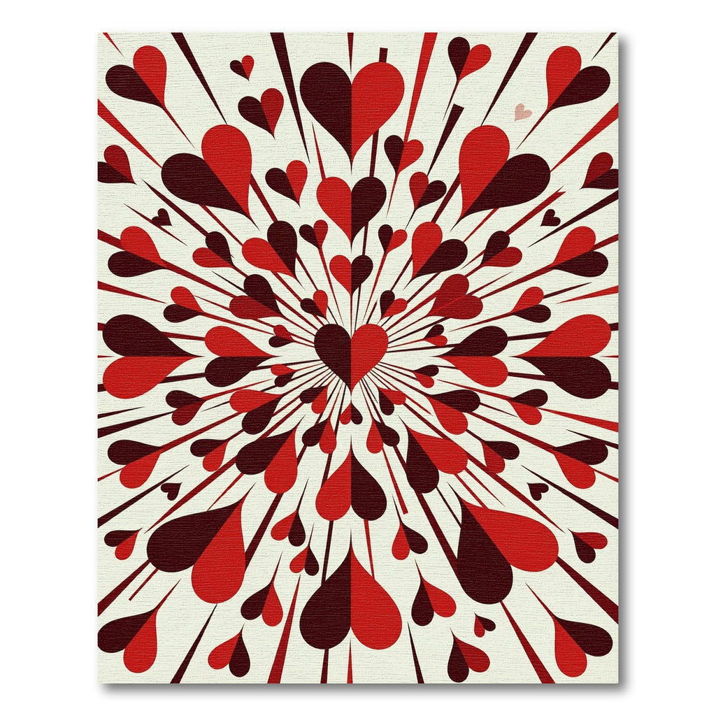 Radiant Crimson Heartburst Geometric Art Rug