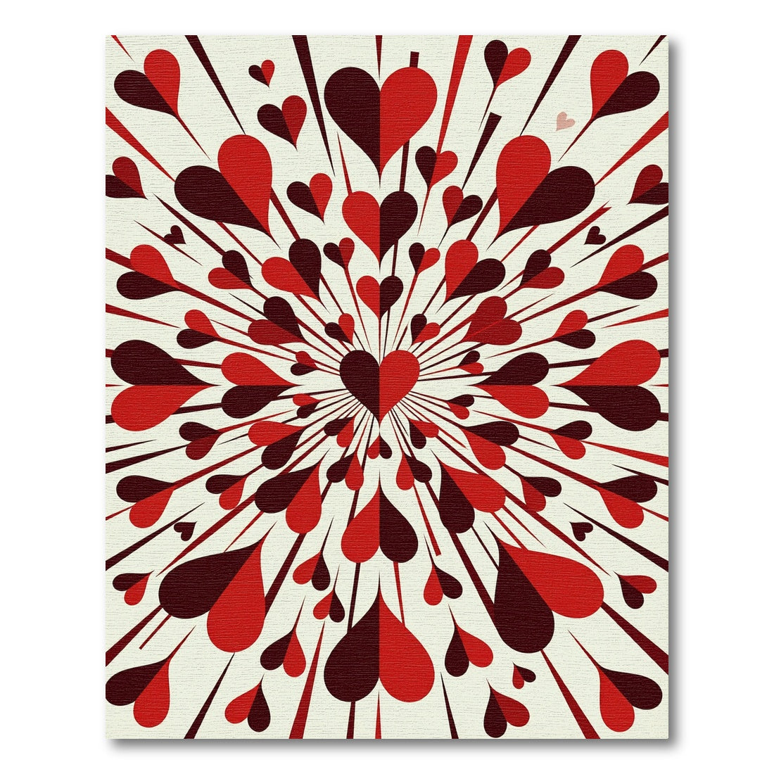Radiant Crimson Heartburst Geometric Art Rug