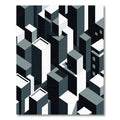 Monochrome Geometric Cityscape Blocks Rug