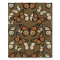 Golden Monarch Butterfly Earthy Floral Rug