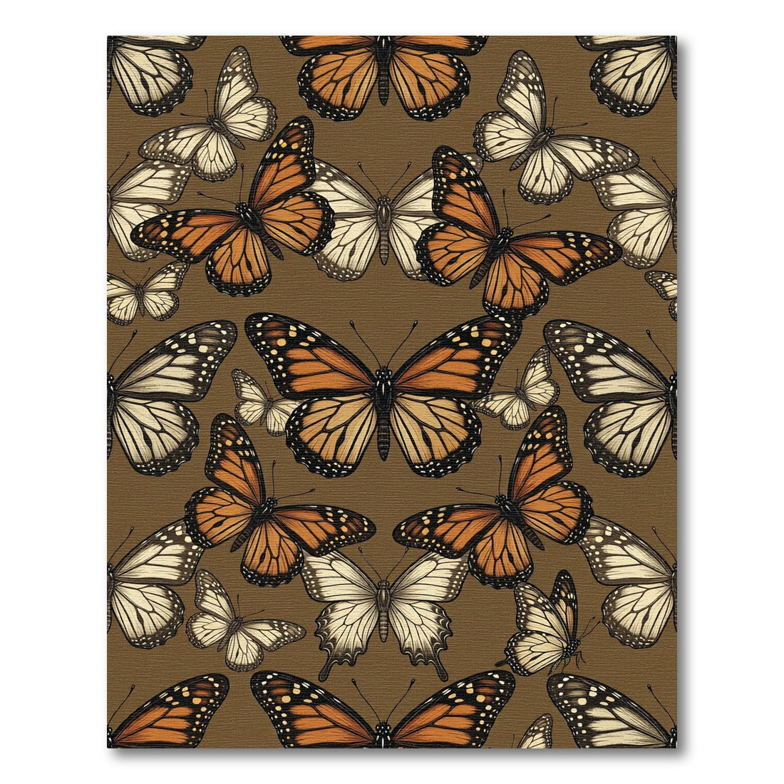 Golden Monarch Butterfly Earthy Floral Rug