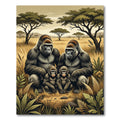 Earthy Serengeti Gorilla Family Portrait Rug