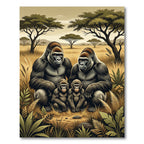 Earthy Serengeti Gorilla Family Portrait Rug
