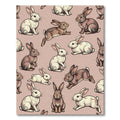Whimsical Dusty Pink Rabbit Meadow Rug