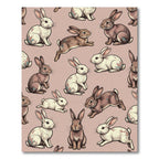 Whimsical Dusty Pink Rabbit Meadow Rug