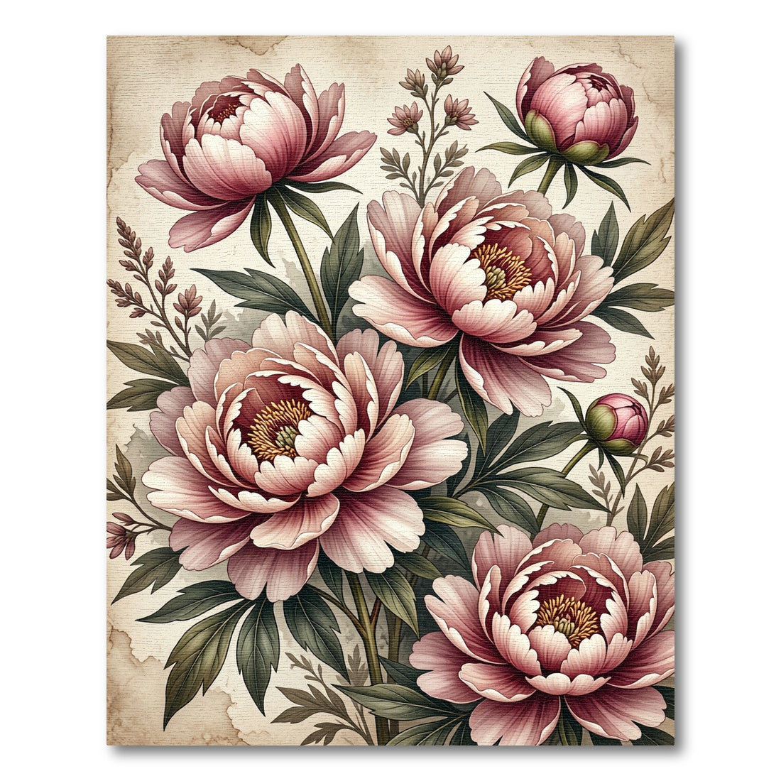 Blush Pink Peony Garden Collage Rug