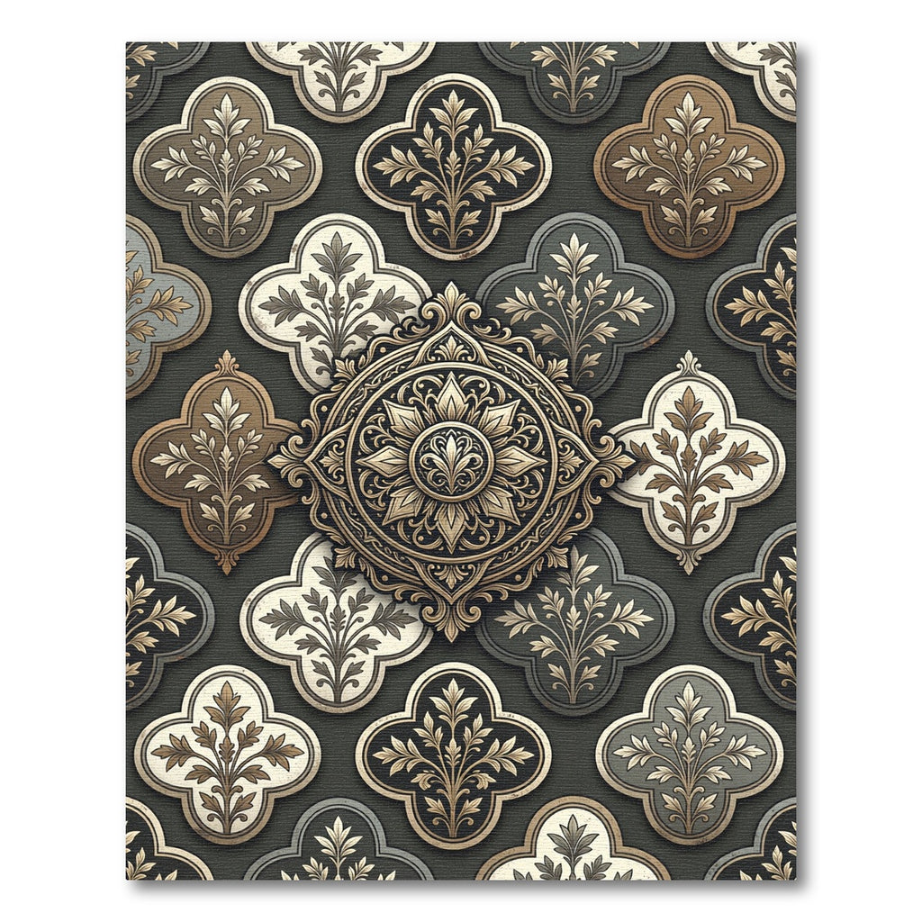 Antique Golden Quatrefoil Medallion Rug