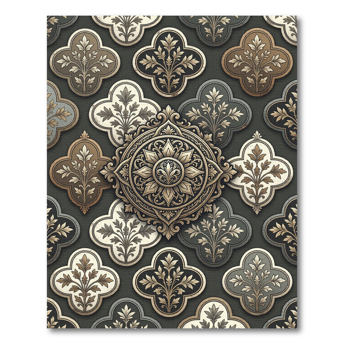 Antique Golden Quatrefoil Medallion Rug