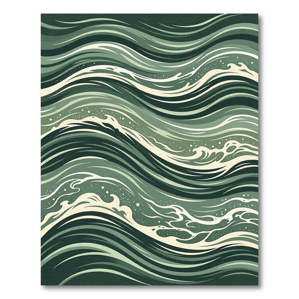 Sage Green Abstract Rolling Ocean Wave Rug