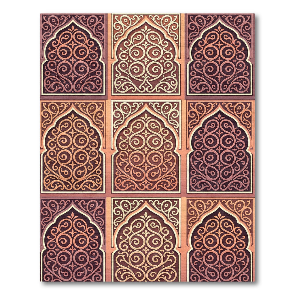 Earthy Terracotta Swirl Arch Tile Rug