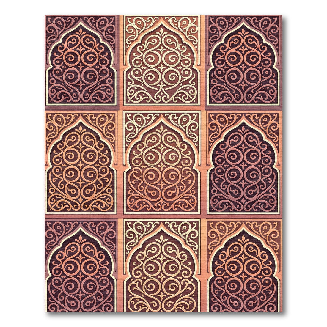 Earthy Terracotta Swirl Arch Tile Rug