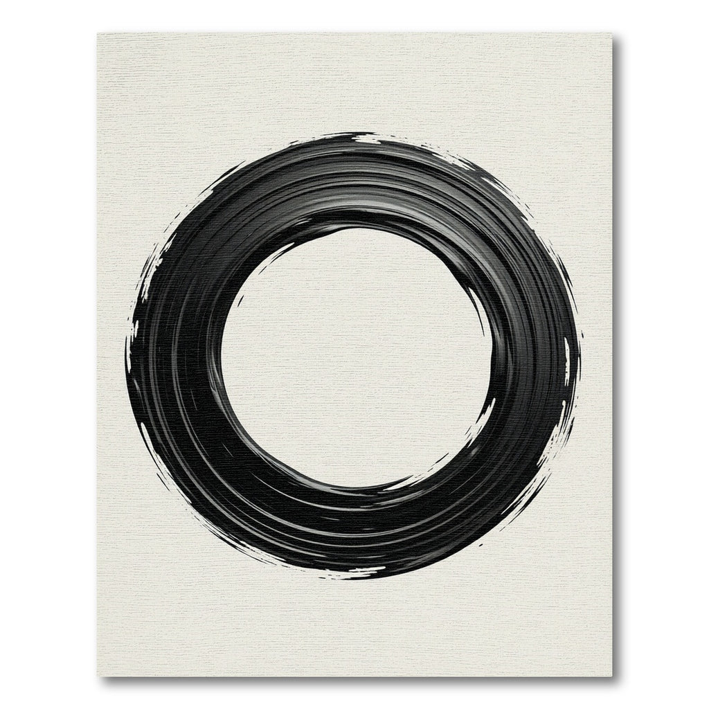 Bold Black Brushstroke Circle Rug