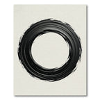 Bold Black Brushstroke Circle Rug