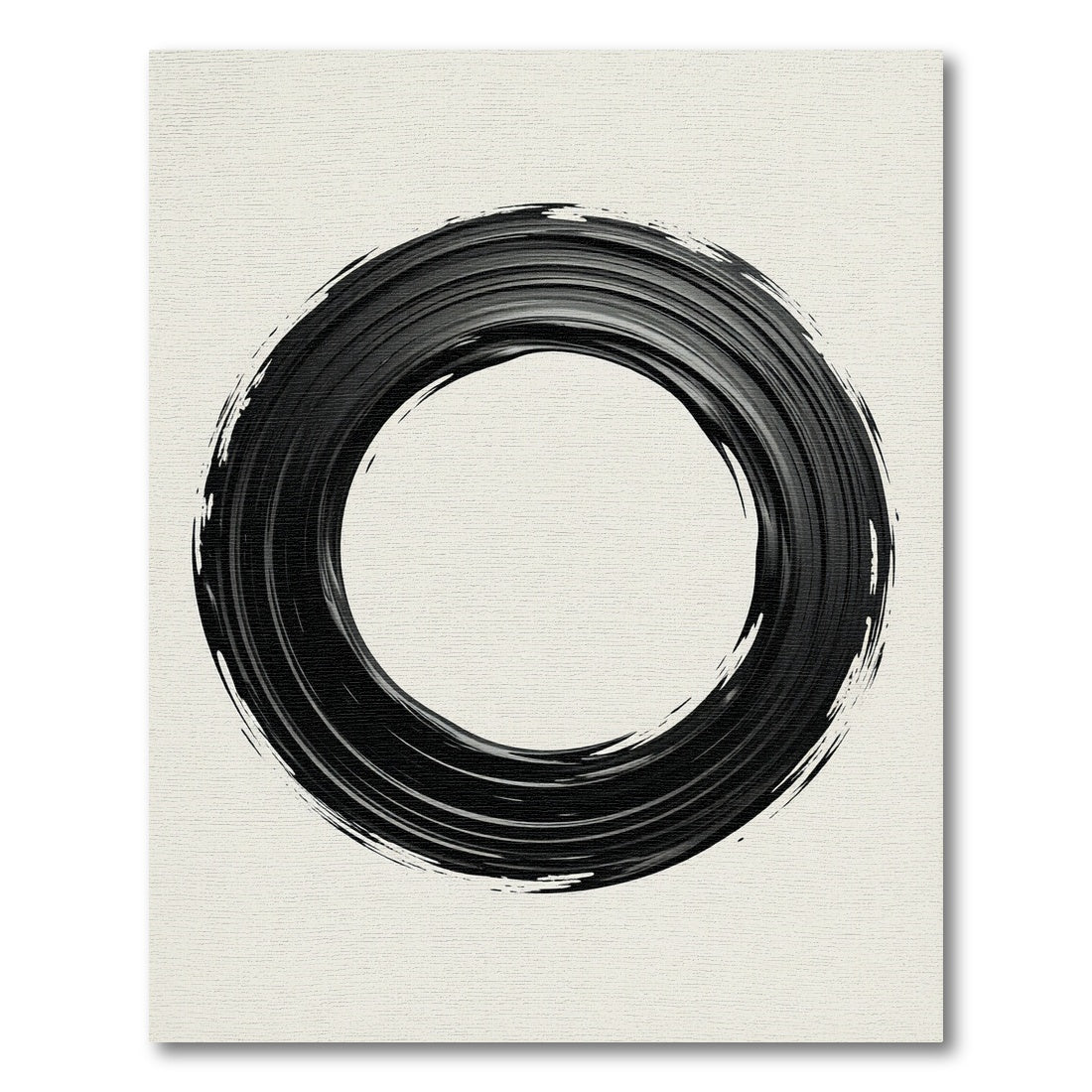 Bold Black Brushstroke Circle Rug