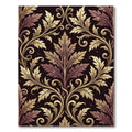 Elegant Damask Gold and Deep Plum Rug