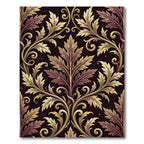 Elegant Damask Gold and Deep Plum Rug