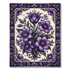 Elegant Violet Lily Botanical Art Rug
