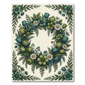 Botanical Blue and Green Floral Wreath Rug