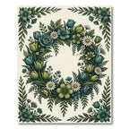 Botanical Blue and Green Floral Wreath Rug