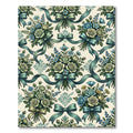 Cream and Teal Floral Ribbon Arrangement Rug