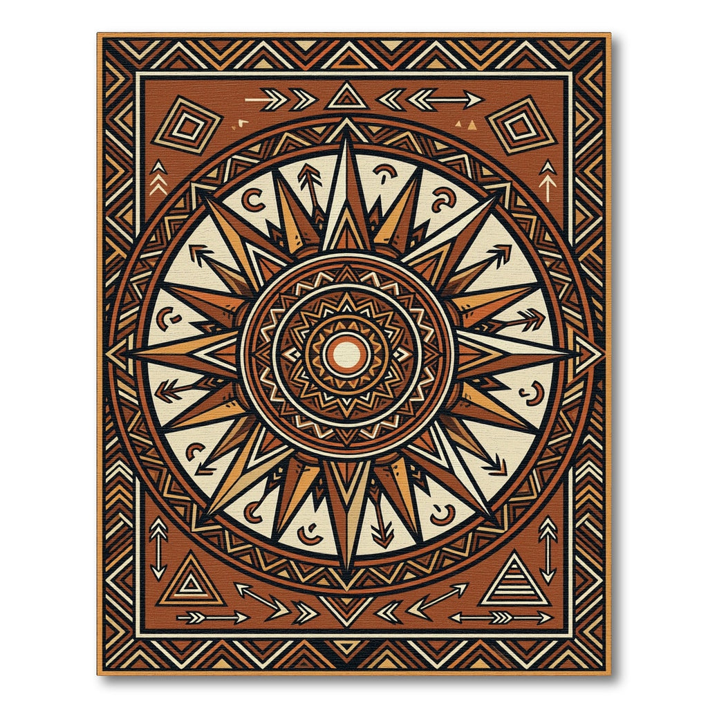 Geometric Sunburst Earthy Bronze Tapestry Rug