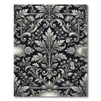 Elegant Black Floral Scrollwork Rug