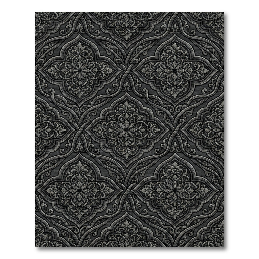 Dark Charcoal Arabesque Medallion Rug