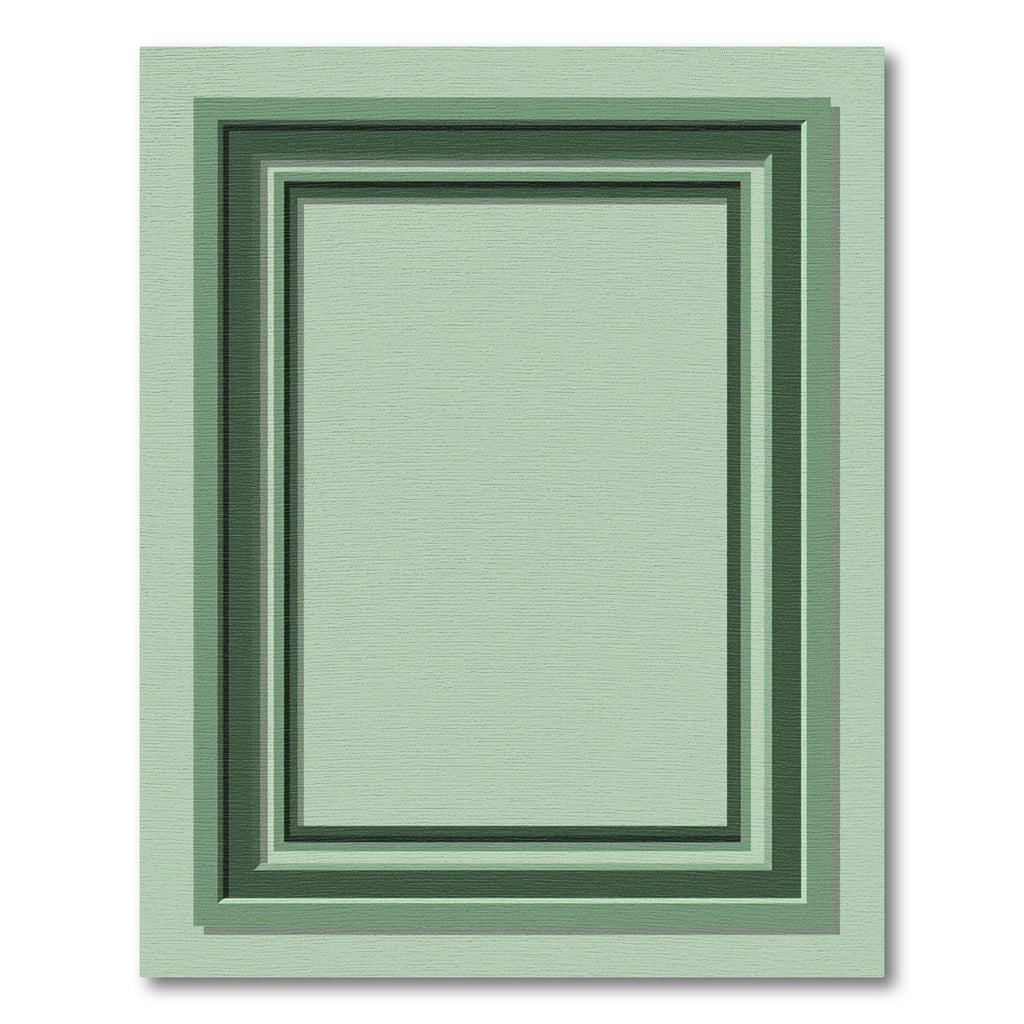 Serene Green Ombre Layered Rectangles Rug