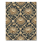 Golden Chrysanthemum Floral Lattice Rug