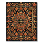 Golden Bronze Floral Geometric Medallion Rug