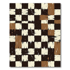 Distressed Earth Tone Checkered Geometric Rug