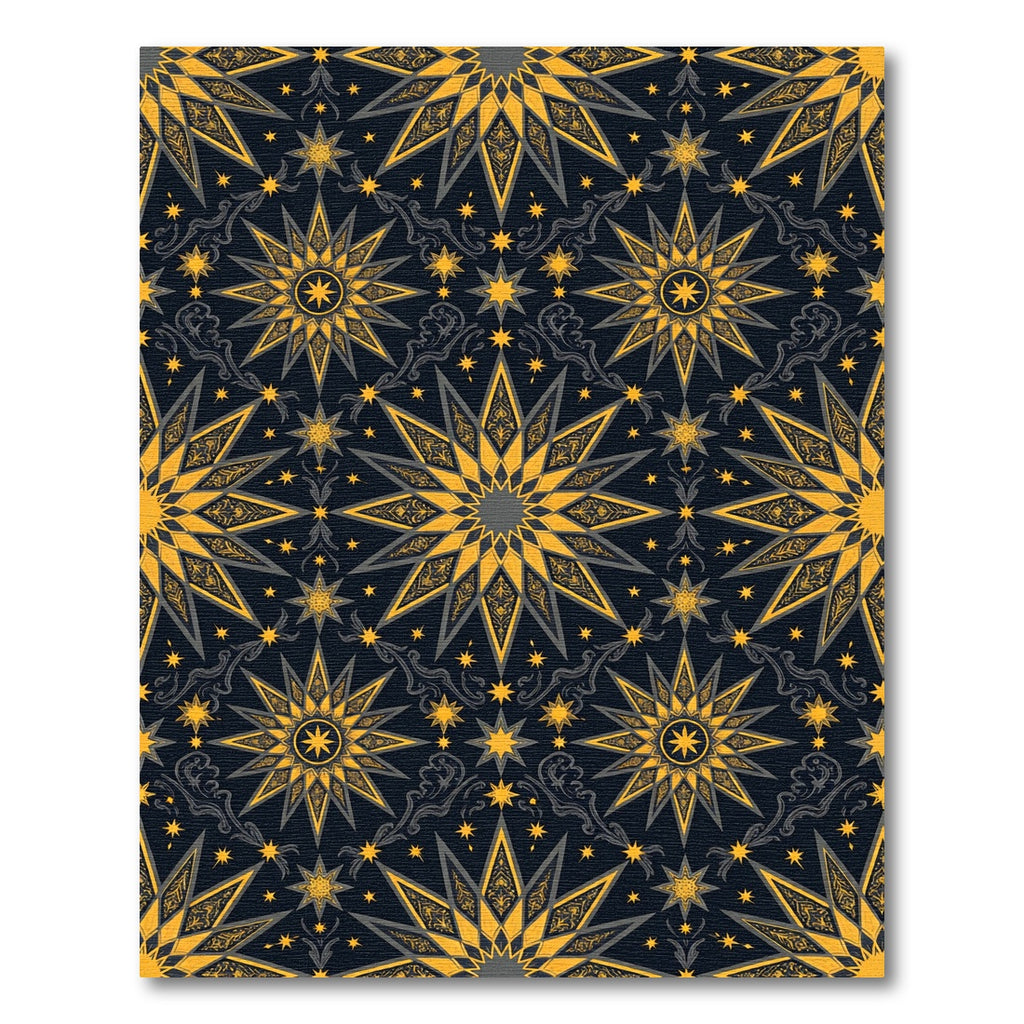 Golden Starburst Dark Night Tapestry Rug