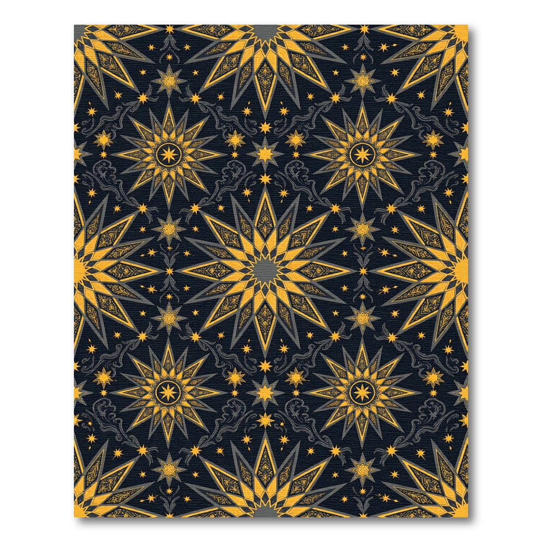 Golden Starburst Dark Night Tapestry Rug