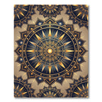 Golden Sunburst Navy Mandala Rug