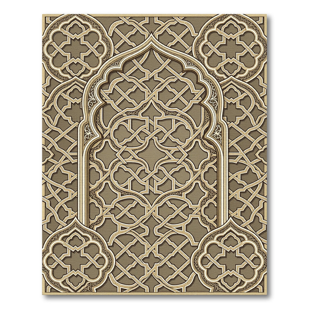 Intricate Beige Geometric Interlaced Arabesque Rug
