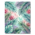 Watercolor Pastel Rose and Tropical Leaf Rug