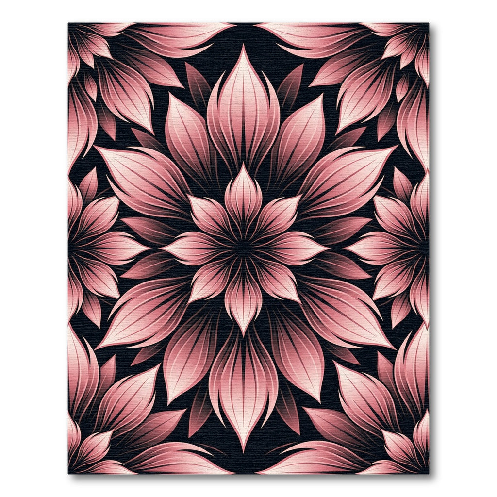 Blushing Rose Botanical Petal Mandala Rug