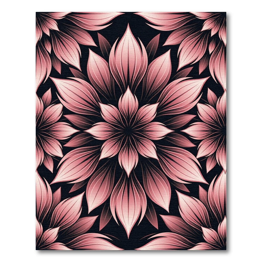 Blushing Rose Botanical Petal Mandala Rug