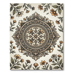 Vintage Floral Medallion Antique Gold Rug