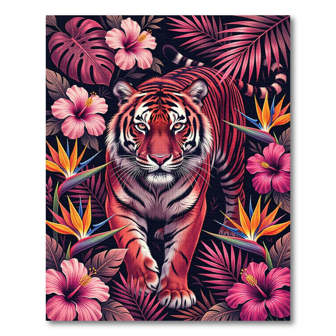 Majestic Tiger Tropical Floral Jungle Art Rug